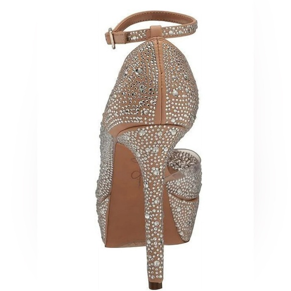 Jessica Simpson Ormanda Embellished Platform Pumps. Beige 4-3/4" heel. Sz 6.5 - Picture 4 of 7